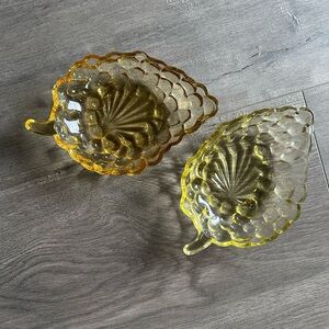Vintage Leaf-Shaped Glass Bowls